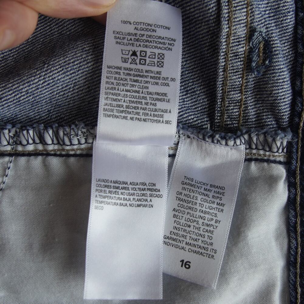 Lucky Brand Denim Midi Skirt Sz 16 Front Slit Raw Hem Like New - Picture 11 of 11
